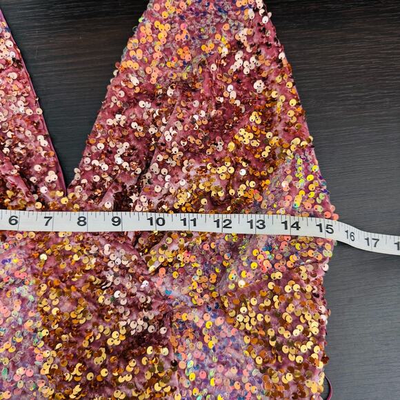 Free People Glitter and Gold Dress Women Medium Sequin Sparkle Event Prom Party - Picture 9 of 11
